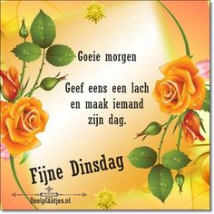 a card with roses on it and the words fine dinsag written in german