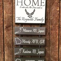 a sign that is on the side of a wooden door saying welcome to our home