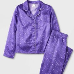 This Is A New With Tags Pajama Set From Art Class. This Is A Kids Size Xl. Measurements Shown Are Approximate Armpit To Armpit And Length Of Top And Waist And Inseam All Laying Flat. Cute Purple Sleepwear For Pajama Party, Playful Purple Sets For Pajama Party, Purple Relaxed Fit Sleepwear For Pajama Party, Purple Long Sleeve Pajama Party Sets, Purple Silk Pajamas, Purple Pjs, Pajamas Purple, Purple Relaxed Fit Long Sleeve Sleepwear, Purple Cotton Pajama Shorts