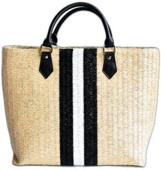 Beach Side, Straw Tote Bag, Straw Tote, Work Travel, Sporty Look, Leather Handles, Leather Handle, Straw Bag, The Black