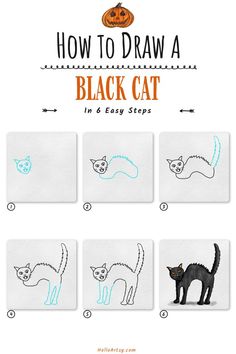 how to draw a black cat in 6 easy steps step by step instructions for beginners