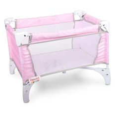 Little ones will love taking their baby doll on all their adventures with the Hopscoth Lane My Baby Dolls Travel Crib. This adorable on-the-go accessory is inspired by real life infant travel beds. Complete with realistic features like mesh walls and a fabric mattress, its the perfect place for kids baby dolls to play or nap. When its time to go, the durable crib folds for easy storage. The charming light pink design with star accents adds a modern touch to every adventure. Reborn Accessories, Wooden Doll Cradle, Baby Doll Crib, Baby Doll Furniture, Real Life Baby Dolls, Baby Doll Nursery, Doll Cradle, Doll Crib, Travel Crib