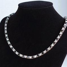 Brand New Men's Black Onyx & Diamond Chain Details: Length - 18" Width 4mm 925 Sterling Silver Genuine 2ct Lab Created Diamonds Natural 2ct Black Onyx Gemstones Retail Price $400 Buy With Confidence From A Top Rated Seller W/ A 99%+ Feedback Rating! A0436 (Id-248) Gift Silver Necklace With Black Diamonds, Silver Diamond Tennis Necklace With Gemstones, Silver Tennis Necklace Gift, Luxury Silver Gemstone Tennis Necklace, Black Sterling Silver Jewelry With Box Chain, Black Sterling Silver Box Chain Jewelry, Black Diamond Sterling Silver Necklace, Silver Necklaces With Black Diamonds For Anniversary, Formal Silver Gemstone Tennis Necklace