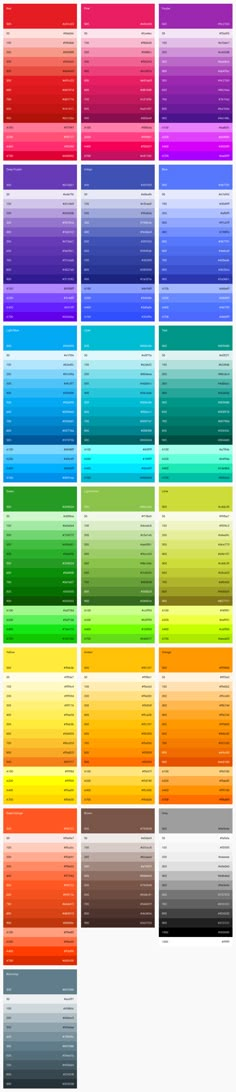 the color chart is shown with different colors