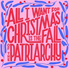 a red and blue poster with the words all i want for christmas is the fall of the