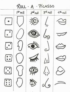 a drawing of different types of eyes and other things to draw on the sheet paper