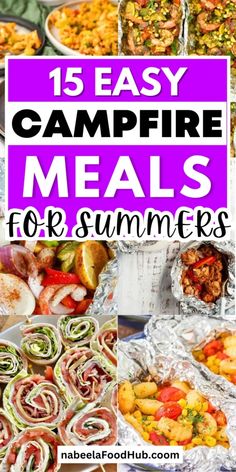 campfire meals with text overlay that reads 15 easy campfire meals for summer