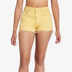 Levi’s Women’s High Rise Denim Jean Cutoff Shorts Brand New With Tags Women's Size Brand: Levi Strauss & Co Color: Yellow 501 High Rise Denim Cutoff Jean Shorts Measurements: (Waist X Rise X Inseam) 25 - 14" X 11" X 2" 26 - 13.5" X 11" X 2" 27 - 14.5" X 11" X 2" 28 - 15" X 11" X 2" 29 - 15.5" X 11" X 2" 30 - 16" X 11.5" X 2" 32 - 16.5" X 12" X 2" 33 - 17" 12" X 2" Yellow Jean Shorts, Levi's Summer Jeans With Pockets, Yellow Cutoff Bottoms For Summer, Yellow Cutoff Shorts For Summer, Trendy Yellow Cutoff Shorts, Summer Yellow Cutoff Bottoms, Casual Yellow Jeans For Summer, Casual Yellow Summer Jeans, Trendy Yellow Summer Jeans