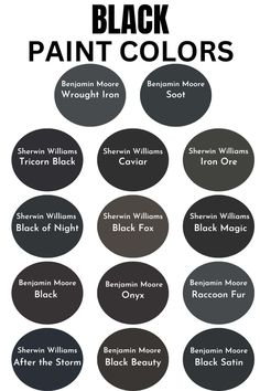 black paint colors with different names on them