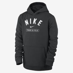 It's your sport. Make sure everyone knows with this Nike Track & Field hoodie. Our midweight brushed fleece feels extra soft on the inside and smooth on the outside, helping you stay cozy while keeping its structured shape. Sports Track Jacket Hoodie With Moisture-wicking, Nike Moisture-wicking Outdoor Sweatshirt, Nike Hoodie With Double-lined Hood For Outdoor, Nike Club Fleece, Nike Track And Field, Nike Fleece Moisture-wicking Hoodie, Black Moisture-wicking Sports Hoodie, Track Field, Track And Field