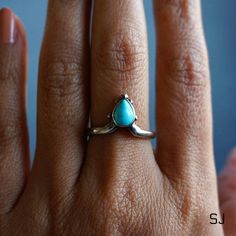 "This fine sterling silver ring features natural turquoise. Adjustable ring band allows you to wear it on any finger or stack with others. 100% Solid 925 sterling silver Authentic turquoise from Arizona, US Handcrafted Size: adjustable band, fits all sizes * By Sowell Jewelry. Stamped with \"925\" and \"SJ\" Official site: www.sowelljewelry.com SUBSTANTIAL PACKAGING: To ensure our packaging is as eco-friendly as possible, we only use recyclable materials such as paper and cardboard." Unique Stackable Turquoise Ring For Anniversary, Spiritual Sterling Silver Turquoise Promise Ring, Turquoise Stackable Ring For Promise, Turquoise Stackable Promise Ring, Teardrop Turquoise Sterling Silver Rings, Spiritual Turquoise Gemstone Ring For Promise, Spiritual Turquoise Ring For Promise, Spiritual Turquoise Gemstone Promise Ring, Spiritual Turquoise Promise Ring