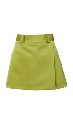 Silk Satin Wrap Mini Skirt by Prada Spring/Summer 2019 | Moda Operandi Rok Mini, Wrap Mini Skirt, Skirt Mini, Cotton Skirt, Green Skirt, Looks Style, Global Fashion, Moda Operandi