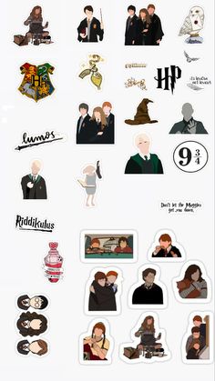 the harry potter stickers are all different colors and sizes, but one is black