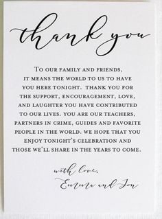 a thank card with the words thank you written in cursive writing on it