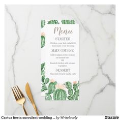 a menu card on top of a marble table