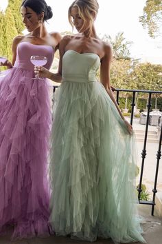 Shop the Rori Tulle Cascade Maxi Dress Sage | Selfie Leslie Summer Strapless Tulle Dress For Gala, Strapless Tulle Maxi Dress For Gala, Floor-length Tulle Gown For Bridesmaids, Floor-length Tulle Bridesmaid Gown, Prom Season Maxi Tulle Dress, Fitted Tulle Maxi Dress With Sweetheart Neckline, Maxi Length Tulle Bridesmaid Dress, Maxi Length Tulle Skirt Prom Dress, Maxi Tulle Skirt Dresses For Prom Season