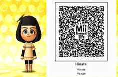 an animal crossing character is next to a qr code for the game mii