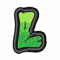 the letter b is made up of green and black fabric with an outline in the middle