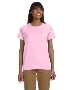 Ladies' Ultra Cotton® 6 oz. T-Shirt - LIGHT PINK - S | Gildan Women's Ultra Cotton US T-Shirt in Light Pink Size Small Blank T Shirts, Greek Clothing, Sleeves (women), Pink Cotton, Cotton Shorts, Cotton T Shirt, Heavy Cotton, Cotton Tee, Cotton Tshirt