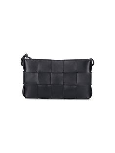 100% Calf Leather | Bottega Veneta Women's Cassette Pochette in Leather in Black Gold | FW23/24 Bottega Veneta Cassette, Bottega Veneta Bags, Gold Models, Unique Materials, Luxury Retail, Lambskin Leather, Luxury Fabrics, Luxury Boutique, Bottega Veneta