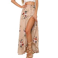 FREE SHIPPING Floral print long skirt women Casual boho beach summer maxi skirt female Button split streetwear tassel sexy skirts JKP2936 Summer Floral Print Wide Leg Maxi Skirt, Bohemian Wide Cut Summer Maxi Dress, Bohemian Wide Leg Maxi Dress For Summer, Ankle-length Maxi Skirt For Vacation, Beach Ankle-length Maxi Skirt, High Waist Floral Maxi Skirt For Summer, Ankle-length Maxi Skirt For Beach In Spring, Spring Beach Ankle-length Maxi Skirt, Spring Vacation Ankle-length Maxi Skirt