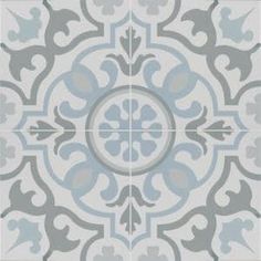 an artistic tile design in grey and white