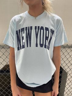 New York Comfort Colors Shirt - JEWELS KENNEDY DESIGNS Preppy Shirt, Cute Preppy Outfits, Light Blue Shirts, Shirts For Teens, Comfort Colors Shirt, Comfort Colors Tee, Tshirt Outfits, At Last