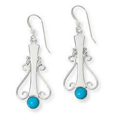 Jay King Sterling Silver Sleeping Beauty Drop Earrings  Exquisite Sleeping Beauty turquoise, coveted for its brilliant blue coloring, make these handcrafted sterling silver earrings a chic, inspired choice for day or evening accessorizing. From Jay King.       Approx. 1-15/16"L x 11/16"W     Stamped .925     Pierced with wire backs     Sterling silver earring drops feature scroll design with round blue turquoise bezel-set at base   Stone Information       All sizes and weights approximate     Enhanced Blue Sleeping Beauty Turquoise - Round (6mm); mined in USA Turquoise Sterling Silver Earrings - Fine Jewelry, Turquoise Sterling Silver Earrings Fine Jewelry, Turquoise Sterling Silver Fine Jewelry Earrings, Turquoise Sterling Silver Pierced Earrings, Elegant Turquoise Sterling Silver Jewelry, Sterling Silver Blue French Hook Earrings, Blue Sterling Silver Earrings With French Hook, Turquoise Sterling Silver Earrings For Pierced Ears, Turquoise Earrings In Sterling Silver