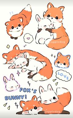 the fox stickers are all different shapes and sizes