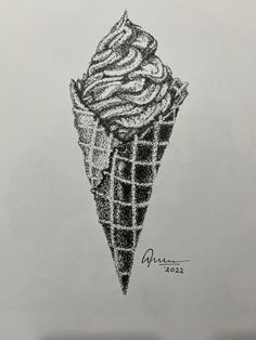 a drawing of an ice cream cone