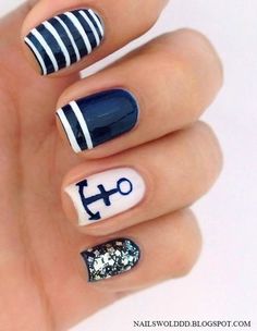 that is cute however I don't think I have that much talent to do that Summer Nail Art Design Ideas Aztec Nail Designs, Anchor Nail Art, Anchor Nails, Aztec Nails, Cruise Nails, Nautical Nails, Nagel Tips, Easy Nails