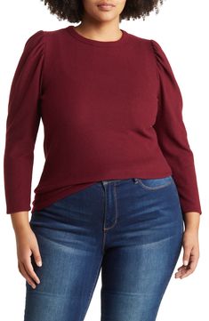 Lightly puffed shoulders elevate this versatile top crafted in a heathered design. Crewneck Long sleeves Slips on over head 94% rayon, 6% spandex Machine wash, line dry Imported Model Stats: 5'10" height; 41" bust; 36" waist; 48" hips. Model is wearing size 1X. Heather Stretch Tops For Fall, Stretch Crew Neck Puff Sleeve Top For Fall, Fall Solid Color Stretch Puff Sleeve Top, Top Crafts, Shoulder Top, Shirt Blouses, Top Blouse, Turtle Neck, Nordstrom