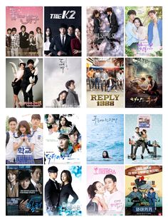 many different korean movies are shown in this collage with the same image as each other