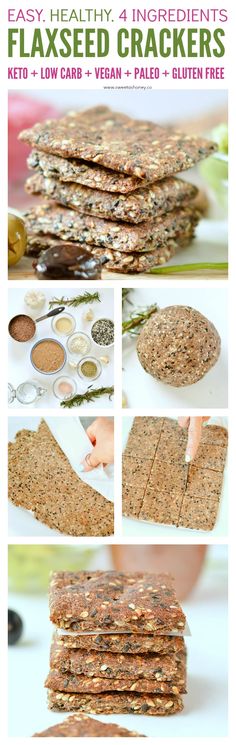 the instructions for how to make homemade flaxsee crackers, with pictures and text