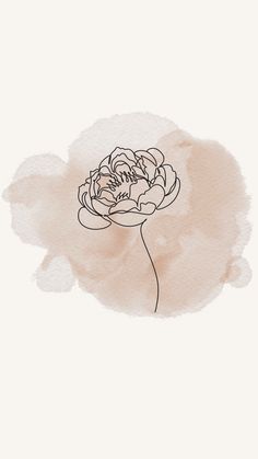 a drawing of a flower on a white background with watercolor stains and the word love written