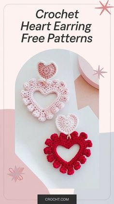 crochet heart earring free patterns for valentine's day or any special occasion