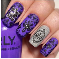 Welcome Foolish Mortals, Foolish Mortals, Beauty Nails Design, Goth Nails, Disney Haunted Mansion, Disney Nails, Dipped Nails, Haunted Mansion