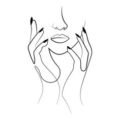 a woman's face with black lines on her hands royalty image - illustration stock