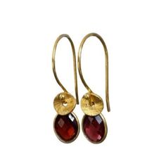 "These beautiful 24k gold vermeil earrings feature a genuine faceted garnet and twisted textured bead. Vermeil is a thick coat of 24 karat gold on solid sterling silver.  Garnet is the birthstone for January. These earrings would make a perfect gift for any occasion. Total length: 2.7 cm (1\") Width: 7 mm Garnet: 6mm x 8mm The earrings will come in a beautiful gift box.  * CHECK OUT MORE JEWELLERY *   www.etsy.com/shop/kailajewellery" Gold Faceted Garnet Earrings, Faceted Garnet Earrings In Gold, Gold Garnet Faceted Earrings, Elegant Gold Garnet Earrings, Gift Hammered Earrings In 22k Gold, 22k Gold Hammered Earrings As Gift, Hammered 22k Gold Earrings As Gift, Gold Drop Earrings With Birthstone, Yellow Gold Garnet Earrings For Gift