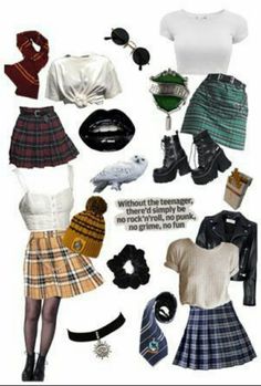 a collage of different types of clothing and accessories