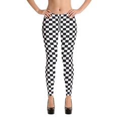 FREE SHIPPING! Stylish, durable, and a hot fashion staple. These polyester/spandex leggings are made of a comfortable microfiber yarn, and they'll never lose their stretch.  * Fabric: 82% polyester, 18% spandex * Fabric weight: 6.78 oz/yd² (230 g/m²) (weight may vary by 5%) * 38-40 UPF * Made of a microfiber yarn, which makes the item smooth and comfortable * Four-way stretch fabric that stretches and recovers on the cross and lengthwise grains * Elastic waistband * Overlock and coverstitch * Bl Black Stretch Emo Bottoms, Emo Black Stretch Bottoms, Fitted Rocker Style Black Bottoms, Trendy Black Compression Leggings, Black Grunge Leggings For Streetwear, Stretch Punk Pants For Streetwear, Fitted Emo Pants For Streetwear, Black Full-length Leggings For Streetwear, Grunge Leggings For Streetwear