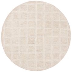 a round rug with white squares on the top and bottom, in front of a white background