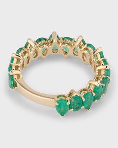 Kastel Jewelry ring    14karat solid yellow gold    Pearshaped green emeralds    Total carat weight: 3.60    Imported Gold Emerald Ring, Emerald Ring Gold, Jewelry Ring, Emerald Ring, Solid Yellow, Pear Shaped, One Color, Emerald Green, Neiman Marcus