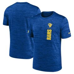 Stay dry and comfortable as you support your favorite NFL squad in this Los Angeles Rams Sideline Velocity T-shirt. Made by Nike, it features sweat-wicking Dri-FIT technology and soft, lightweight jersey fabric. A cross-dyed pattern accentuates the Los Angeles Rams graphics printed on the front. Nike Crew Neck, Los Angeles Rams, Outdoor Men, Boyfriend Style, Sports Tees, Mens Activewear, Nike Dri Fit, Jersey Fabric, Women Clothes Sale