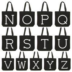 Initial tote bags in lovely, heavy black canvas. Our black canvas bags are the perfect spacious totes for your daily essentials and much more. Great for the gym, beach and your dash to the shop.Each lovely letter of the alphabet has been printed big and bold in white ink on sturdy black canvas, with heavy duty cotton handles. Heavy weight black canvas Screen printed in white Deep flat base Mid-length heavy duty cotton handles 380mm by 410mm by 100mm (15 by 16 by 4 inches) Initial Tote Bag, Lovely Letter, Black Canvas Tote Bag, Canvas Bags, Valentines Day Birthday, Gifts For Teachers, The Alphabet, Canvas Shoulder Bag, Daily Essentials