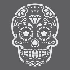 Sugar Skull Mini Craft Stencil Sugar Skull Pumpkin Stencil, Skull Stencils, Sugar Skull Stencil, Sugar Skull Images, Calf Tattoo Ideas, Day Of The Dead Decorations, Cool Skull Drawings, Skull Coloring, Mixed Media Stencils