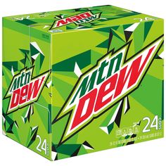 a box of mountain dew soda on a white background