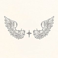 an image of two wings with a cross in the middle on a white paper background