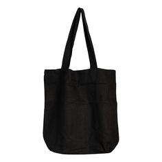 a black tote bag on a white background