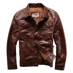 Vintage Riding Shirt Rugged Brown Tops For Fall, Brown Rugged Tops For Fall, Brown Fitted Masculine Leather Jacket, Masculine Fitted Brown Leather Jacket, Classic Brown Tops For Outdoor, Classic Brown Top For Outdoor, Brown Leather Casual Tops, Casual Brown Leather Top, Casual Brown Leather Tops